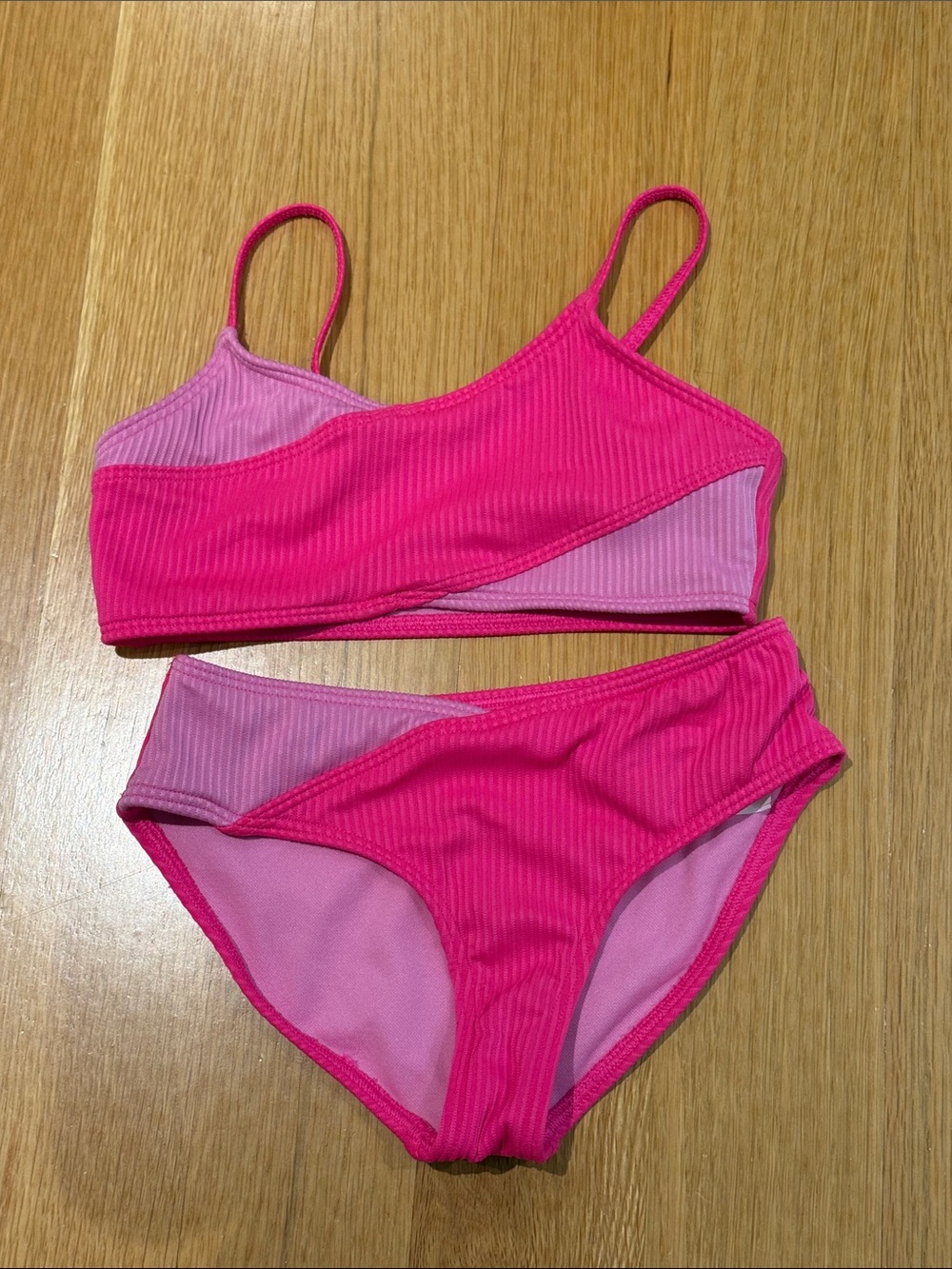 Abercrombie Kids Two-Tone Pink Ribbed Bikini